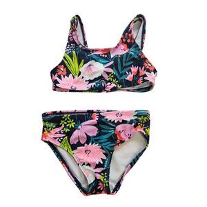 Carter's 2 Piece Girls Bathing Suit, Floral Print, Size 5T, Good Used Condition